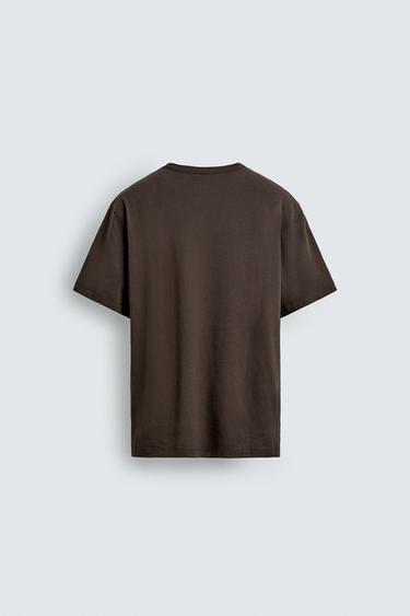 T-SHIRT À INSCRIPTION BRODÉE - Marron de Zara - Image 6