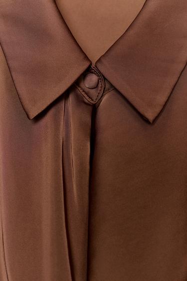 CHEMISE FLUIDE SATINÉE - Marron de Zara - Image 5