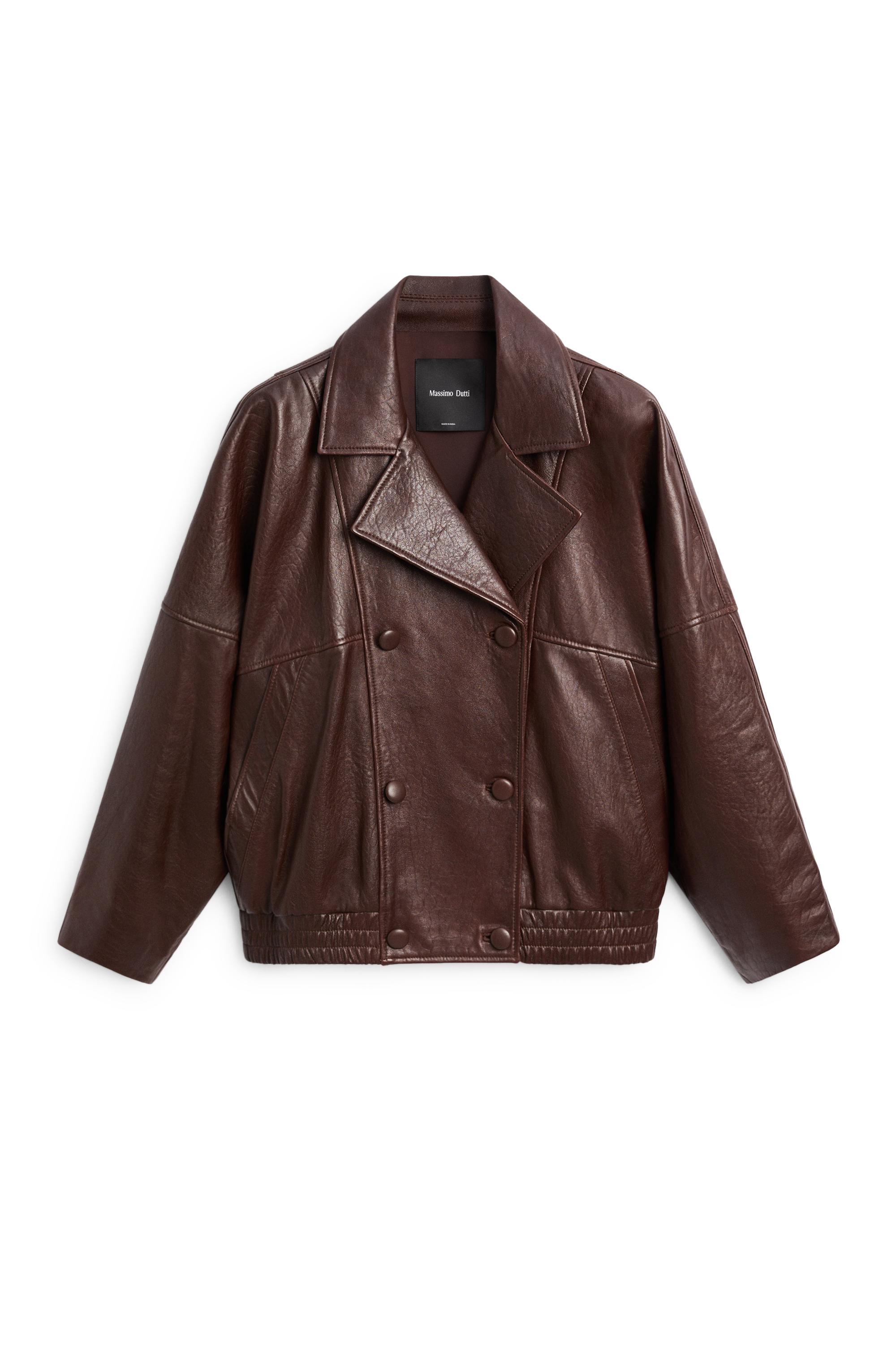 Nappa leather bomber jacket - Brown | ZARA United States