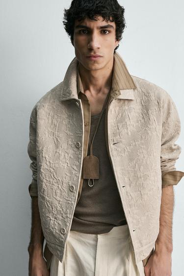 JACQUARD FLORAL JACKET - Pearl grey by Zara - Image 4
