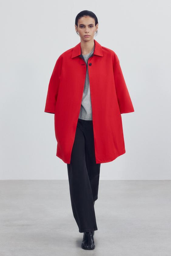 ZW Collection Reversible Midi Trench Coat - Red by Zara - Image 0