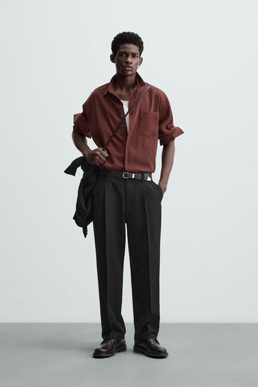 Zara FLOWY SHIRT - Maroon - Image 0
