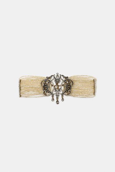 FAUX PEARL AND JEWEL CHOKER NECKLACE - 109 by Zara