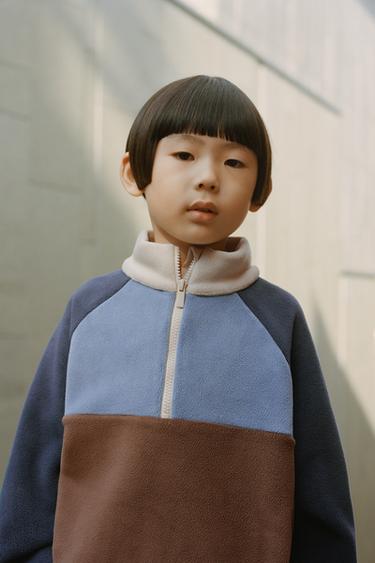 SUDADERA POLAR COLOR BLOCK ETIQUETA - Marino de Zara