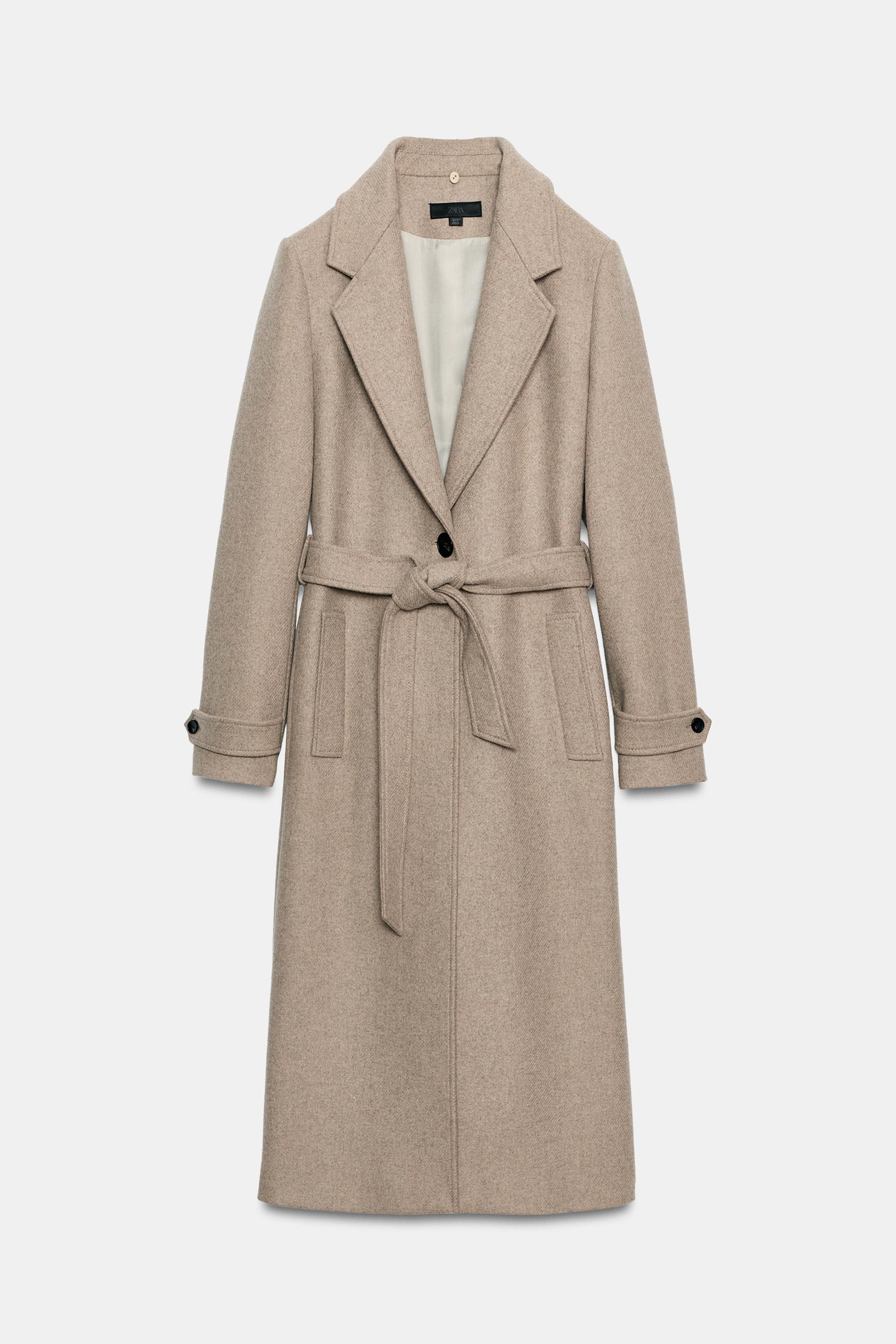 WOOL COAT WITH DETACHABLE FAUX FUR LAPEL