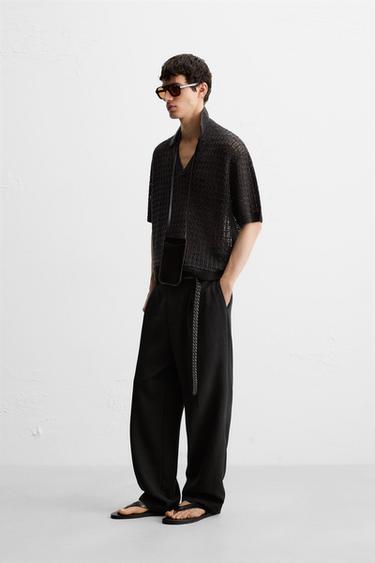 POLO EN MAILLE AJOURÉE - Charbon de Zara - Image 3