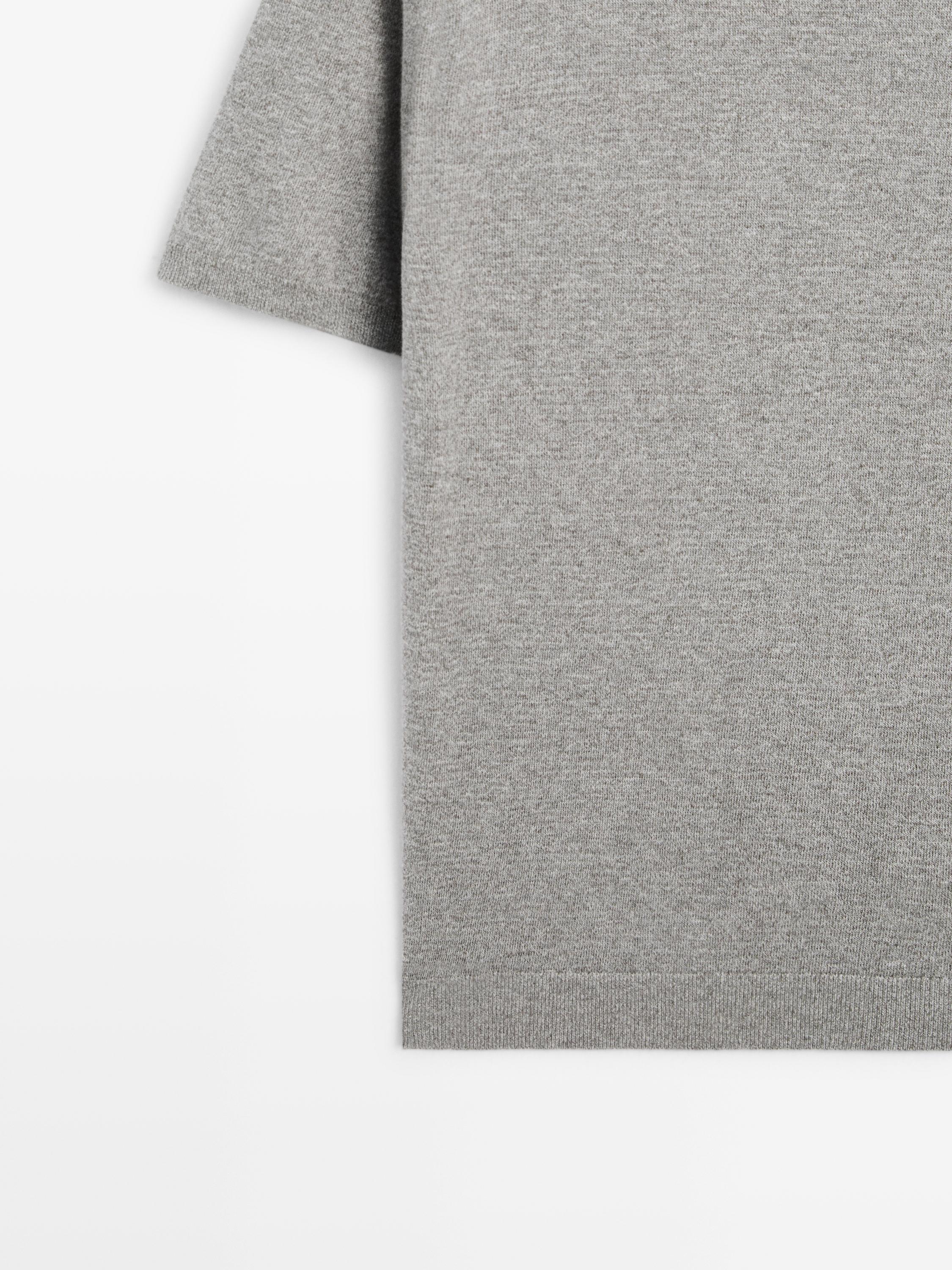 Short sleeve melange knit T-shirt