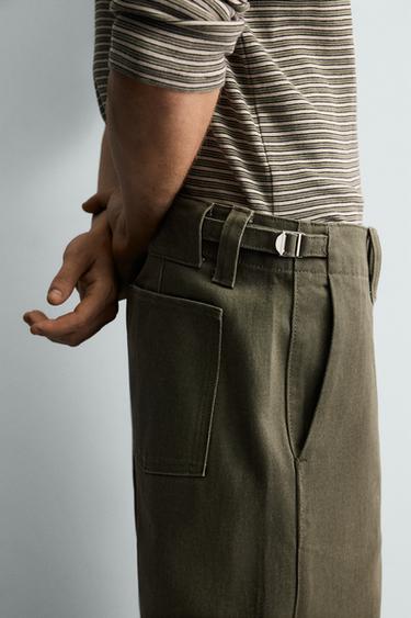 RELAXED FIT CHINO TROUSERS WITH SIDE TABS - Khaki by Zara - Image 4