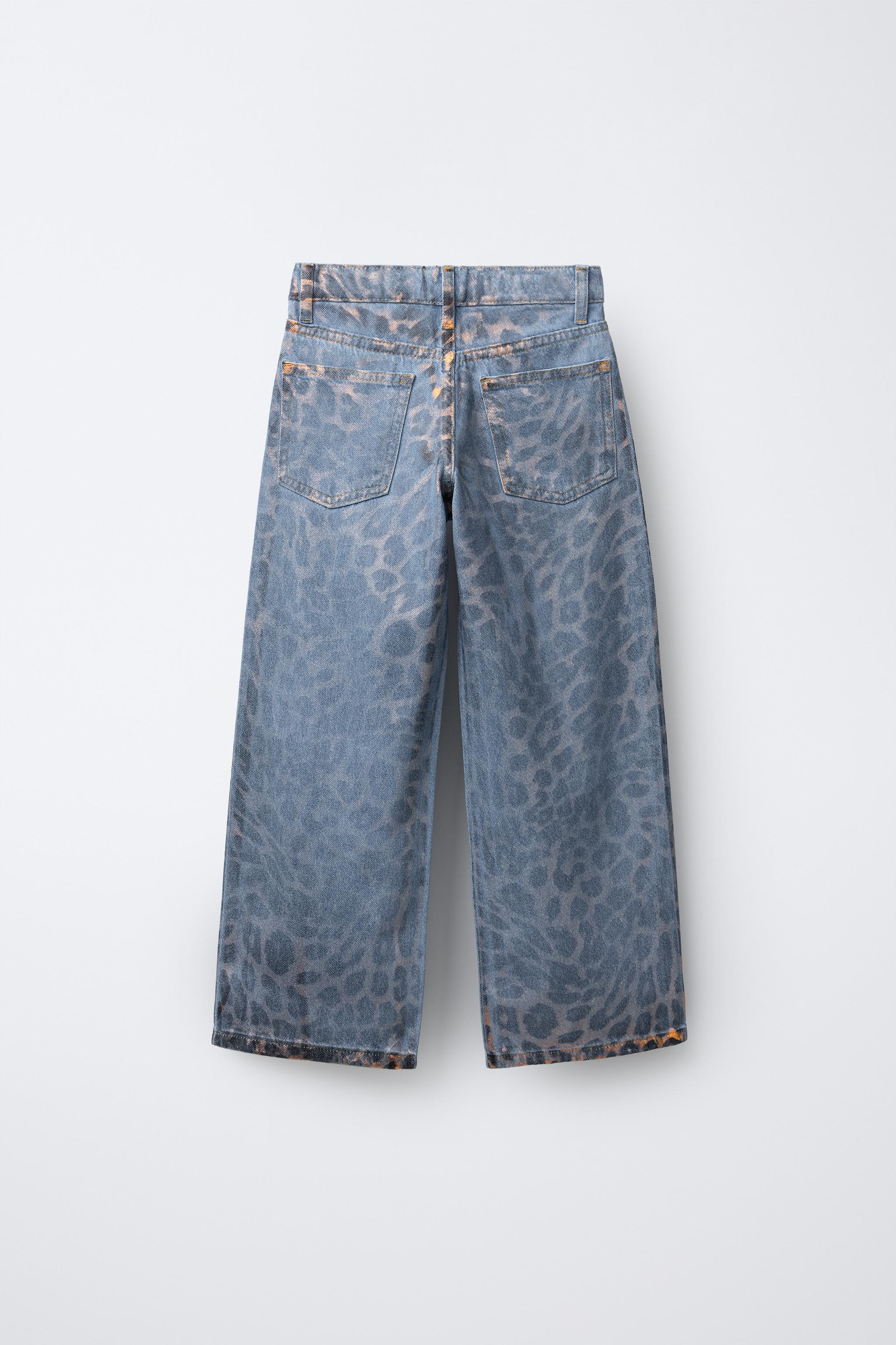 SHINY ANIMAL PRINT WIDE LEG JEANS - Printed | ZARA United States