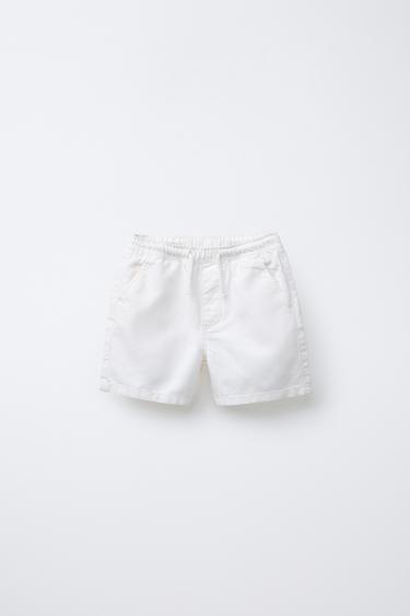 LINEN BLEND BERMUDA SHORTS - White by Zara