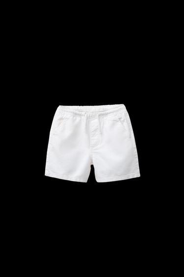 Zara STANDARD LINEN AND COTTON SHORTS - White - Image 0