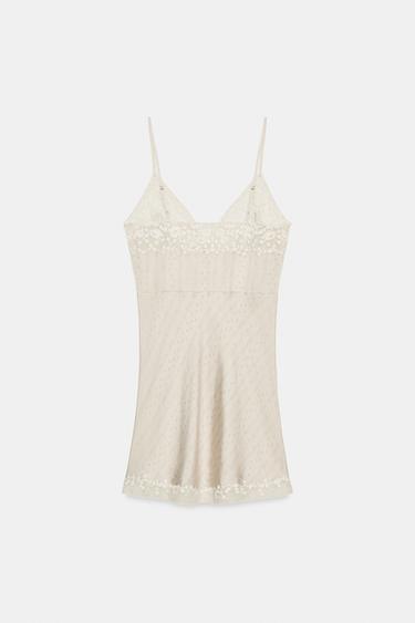 ROBE COURTE BRODERIES ZW COLLECTION - Écru moyen de Zara - Image 7