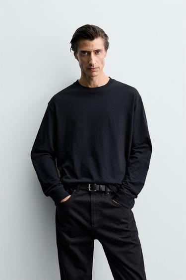 LIGHTWEIGHT LONG SLEEVE T-SHIRT - Dark navy by Zara