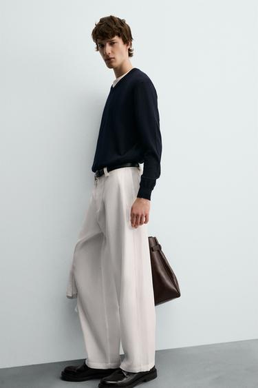 PANTALON FLUIDE PLIS LATÉRAUX - Blanc de Zara - Image 6