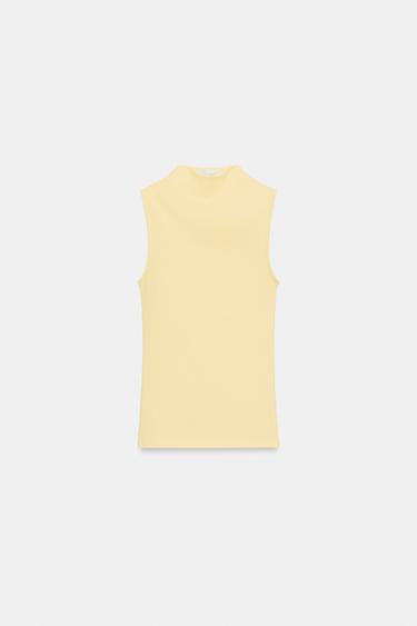 Zara SLEEVELESS TOP - Light yellow