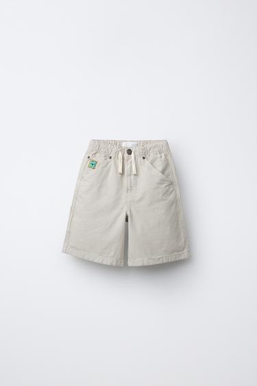 BERMUDA CARPENTER LOGO BORDADO - Crudo de Zara