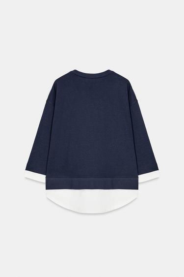 CONTRAST LONG SLEEVE SWEATSHIRT - Navy blue by Zara - Image 5