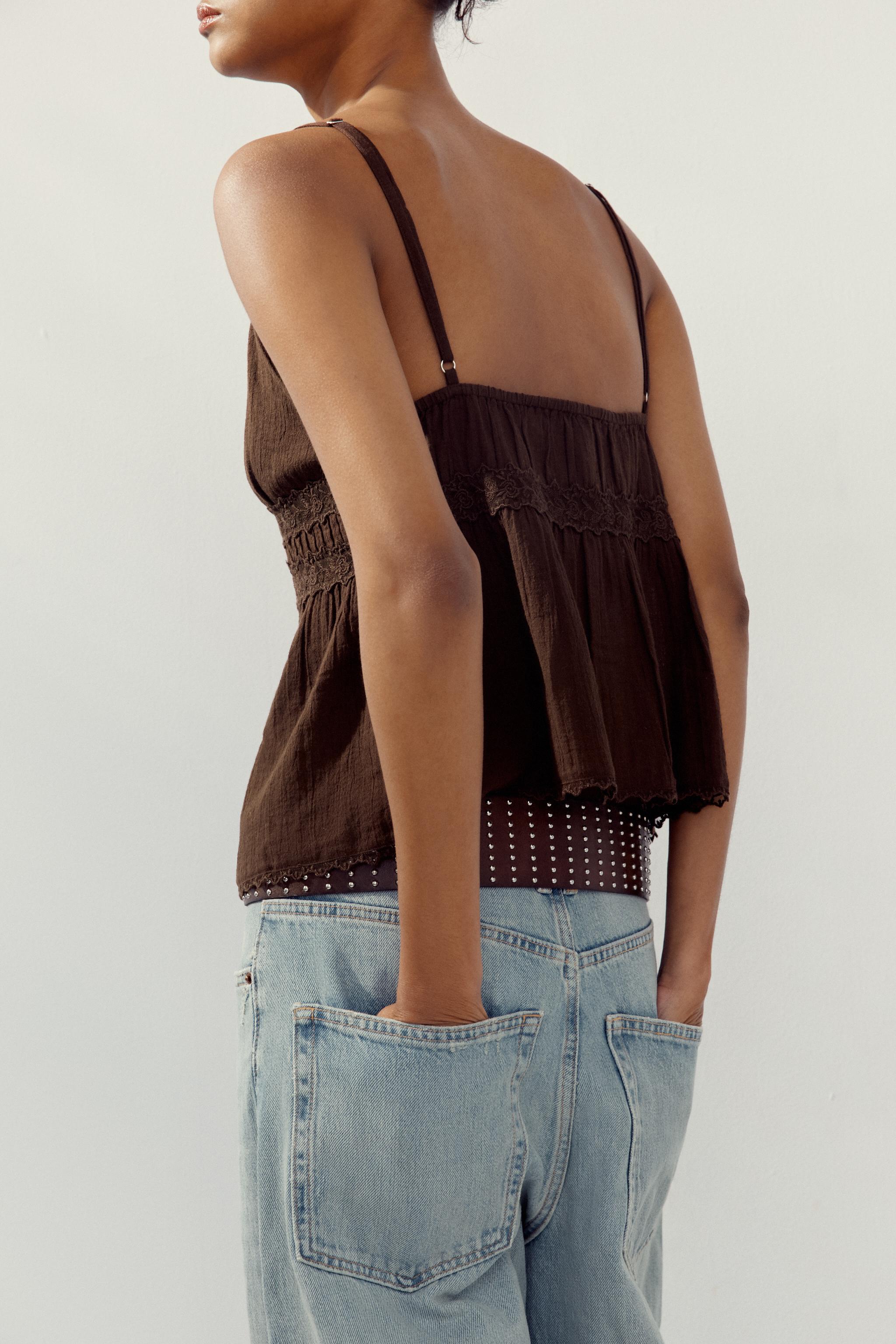 LACE CHIFFON TOP - White | ZARA United States