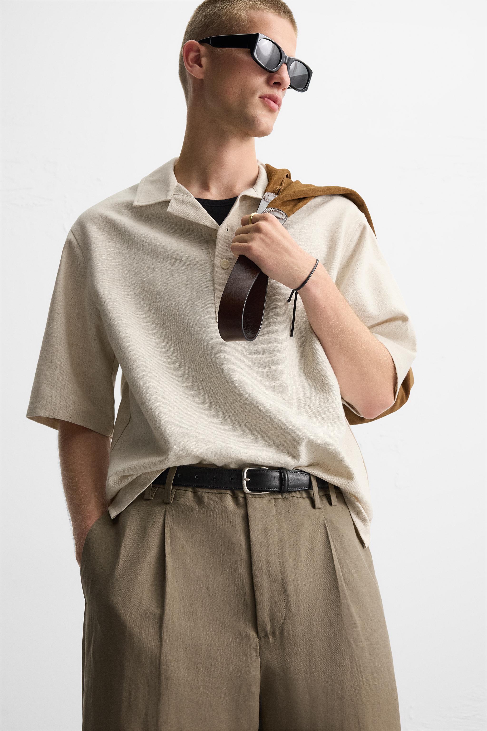 ［ZARA］リラックスフィットポロシャツ 6861/668/710 リラックスフィットテクニカルTシャツ - パールグレー | ZARA