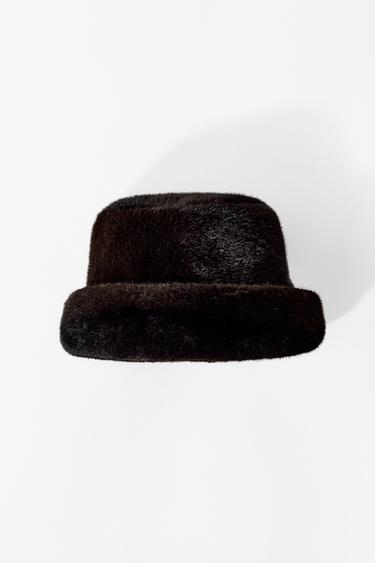 GORRO COM DOBRA DE PELO SINTÉTICO - Marrom da Zara