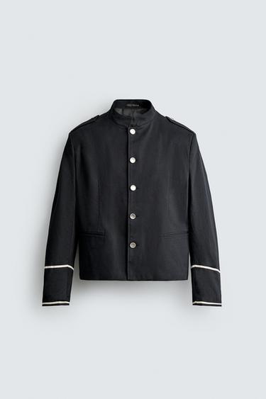 CONTRAST CROPPED FIT JACKET - Blue by Zara