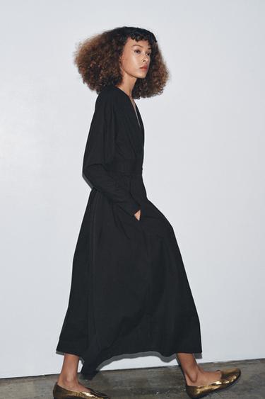 ZW COLLECTION PLEATED MIDI DRESS - Black by Zara - Image 2
