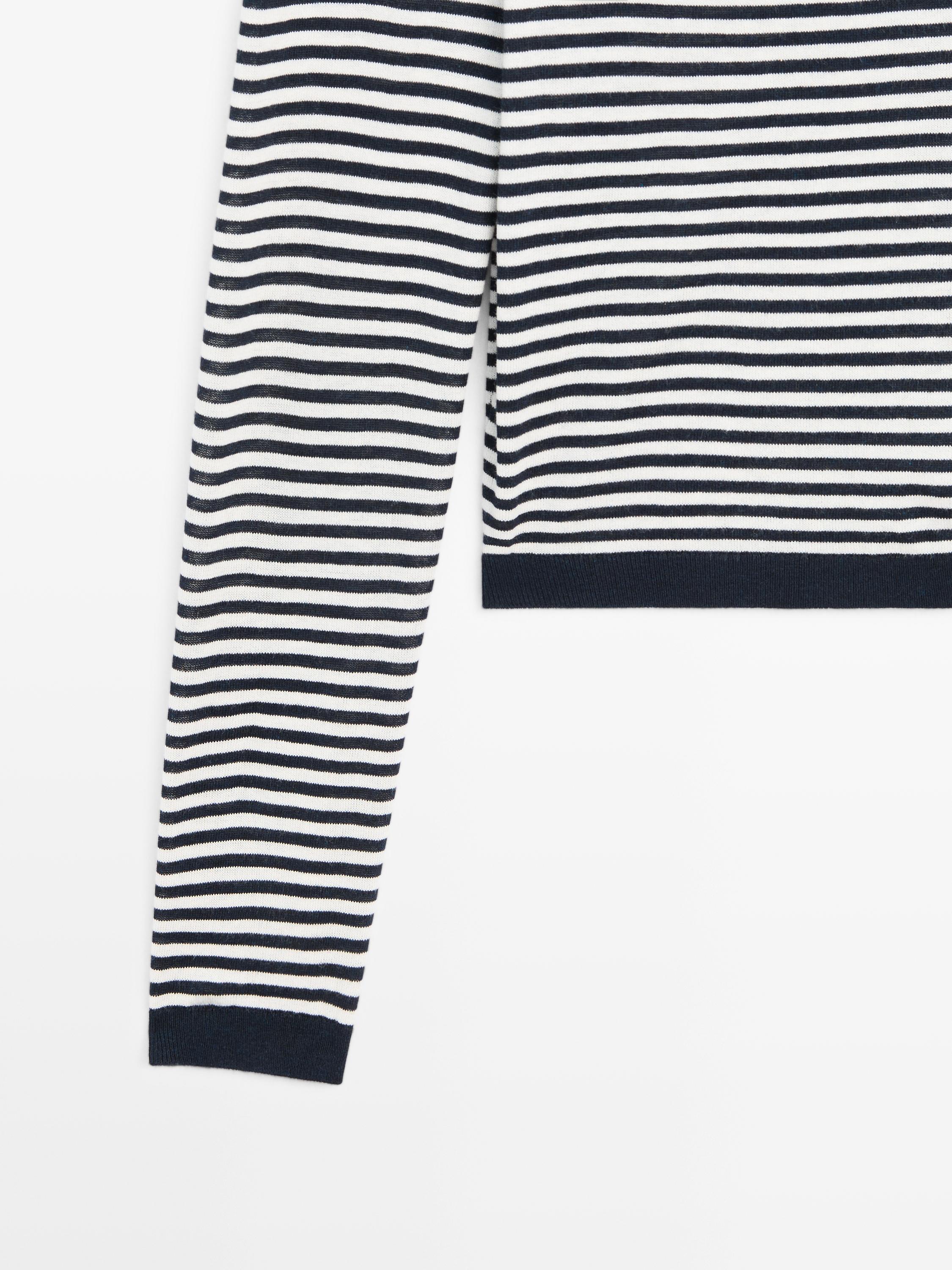 Pull en maille rayée coton et soie