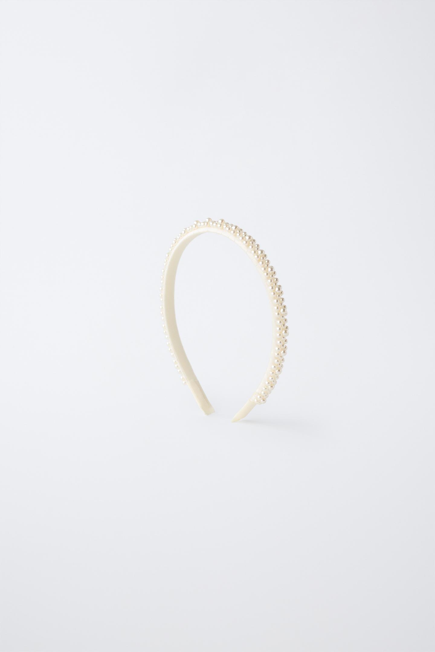 Детские аксессуары для волос Zara Pearl AppliquÉ Headband, цвет: Белый — фото 1
