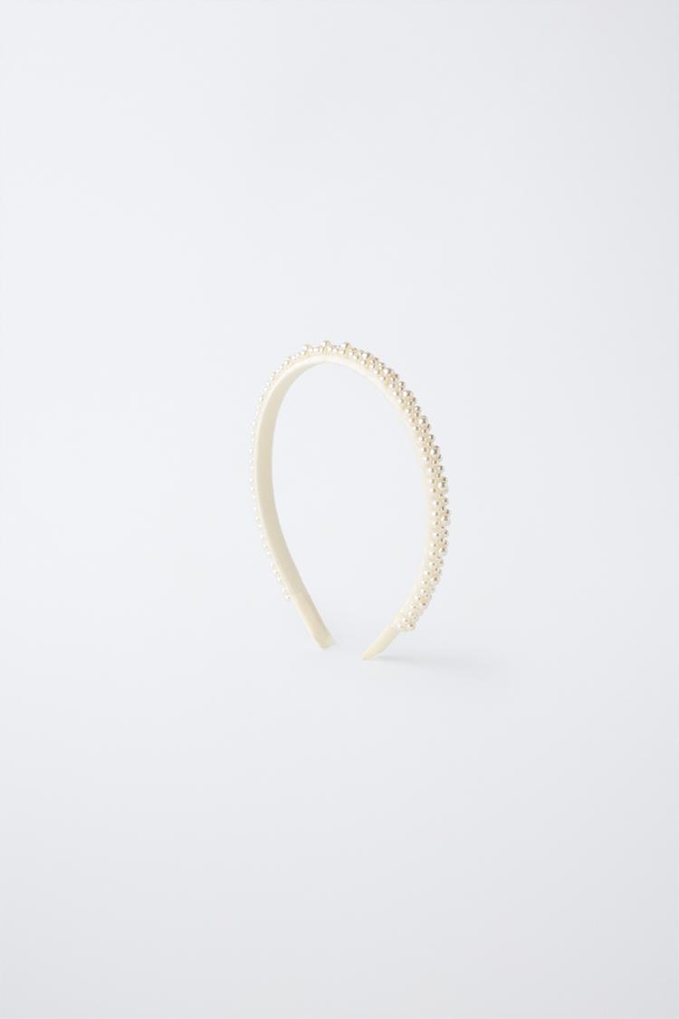 PEARL APPLIQUÉ HEADBAND — White