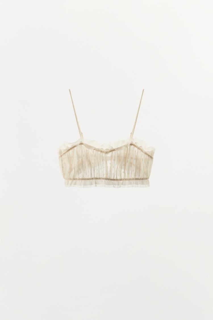PLUMETI GATHERED BRA — Ecru