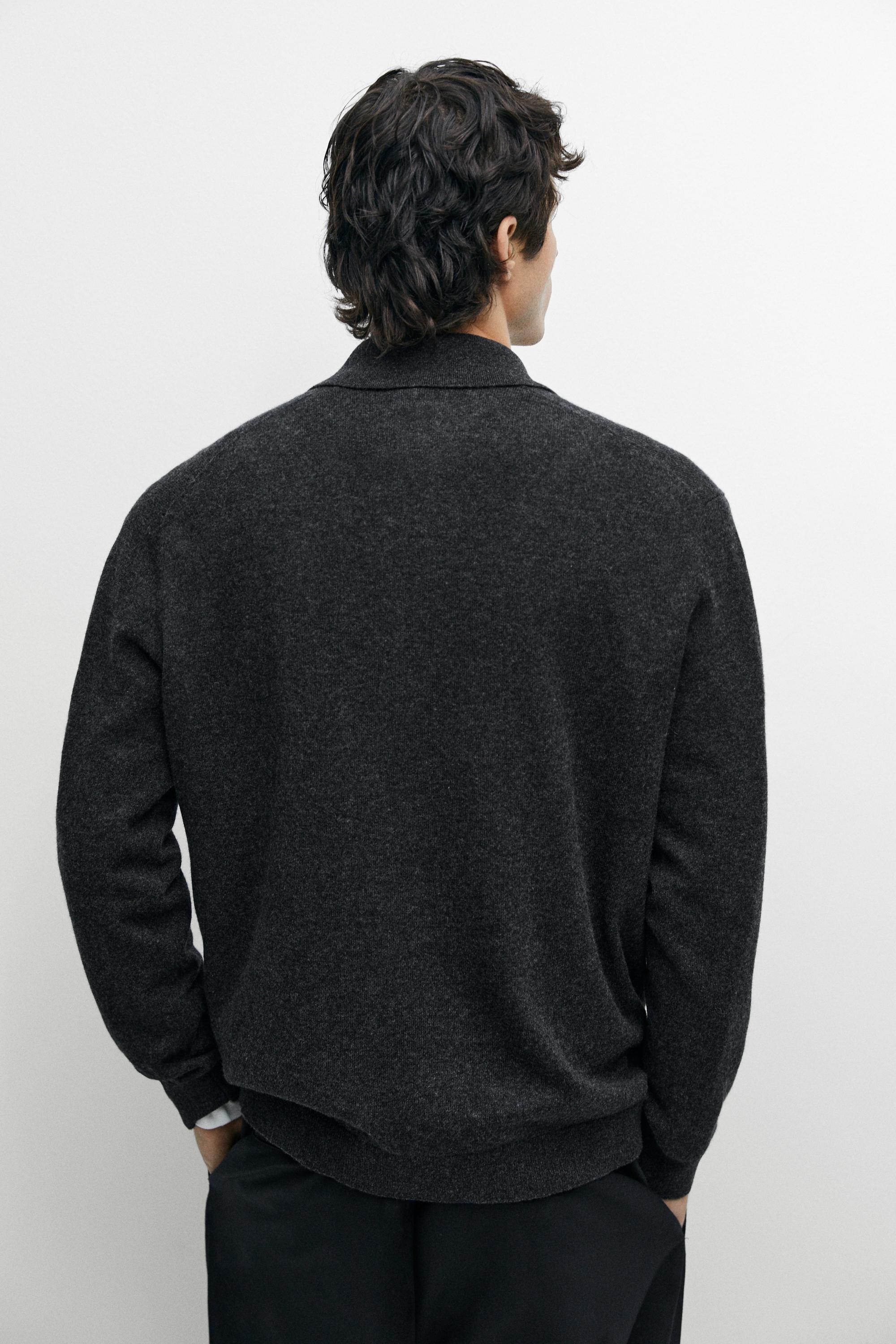 100% wool knit polo sweater