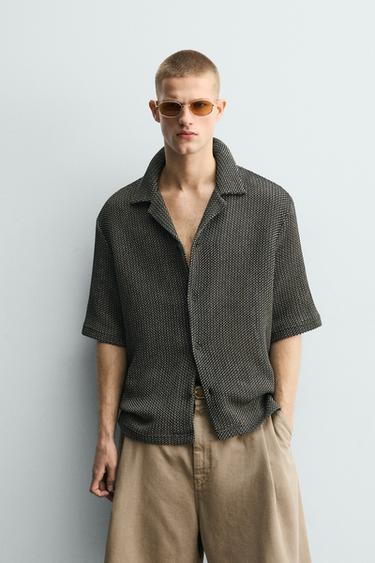 RELAXED FIT TEXTURED SHIRT - Black by Zara