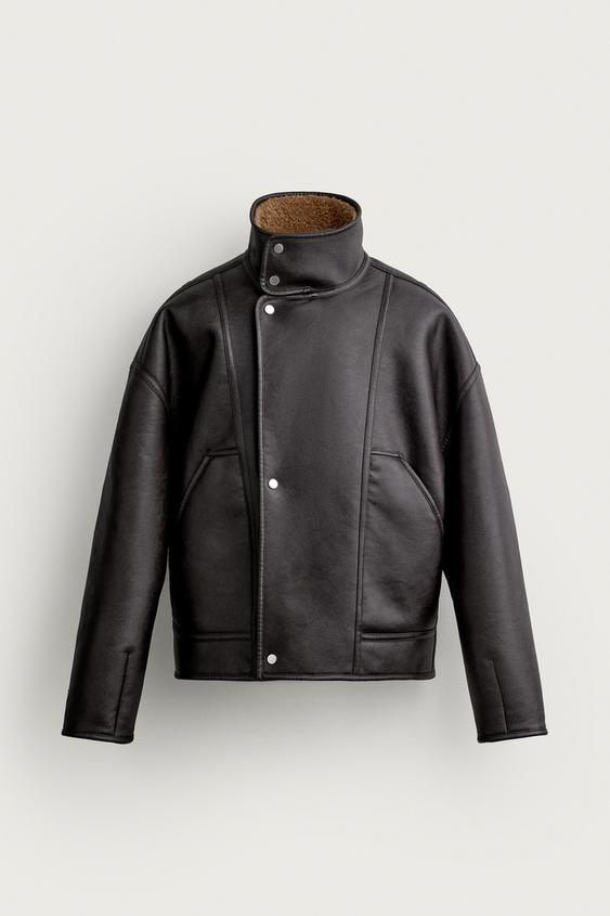 DOUBLE-FACED LEATHER EFFECT JACKET - Dark brown by Zara - Image 0
