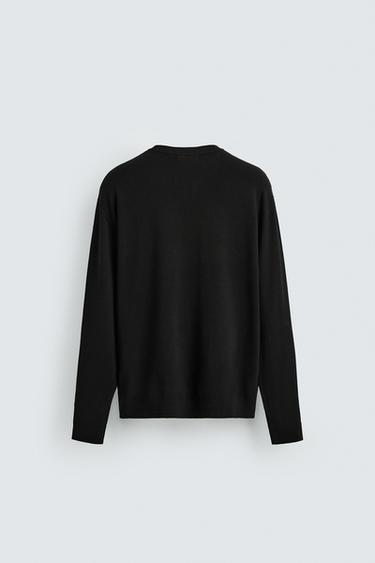 REGULAR FIT TEXTURED SWEATER - Black by Zara