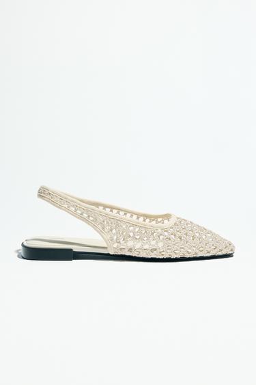 MESH SLINGBACK BALLERINAS - Ecru by Zara