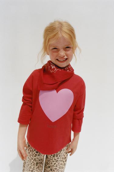 HEART PRINT T-SHIRT - Red by Zara