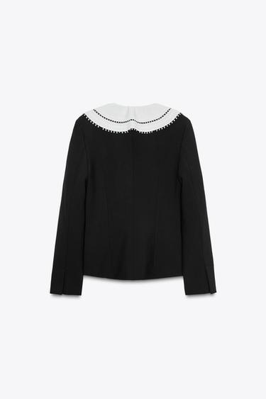 CONTRAST DETACHABLE COLLAR BLAZER - Black by Zara - Image 6