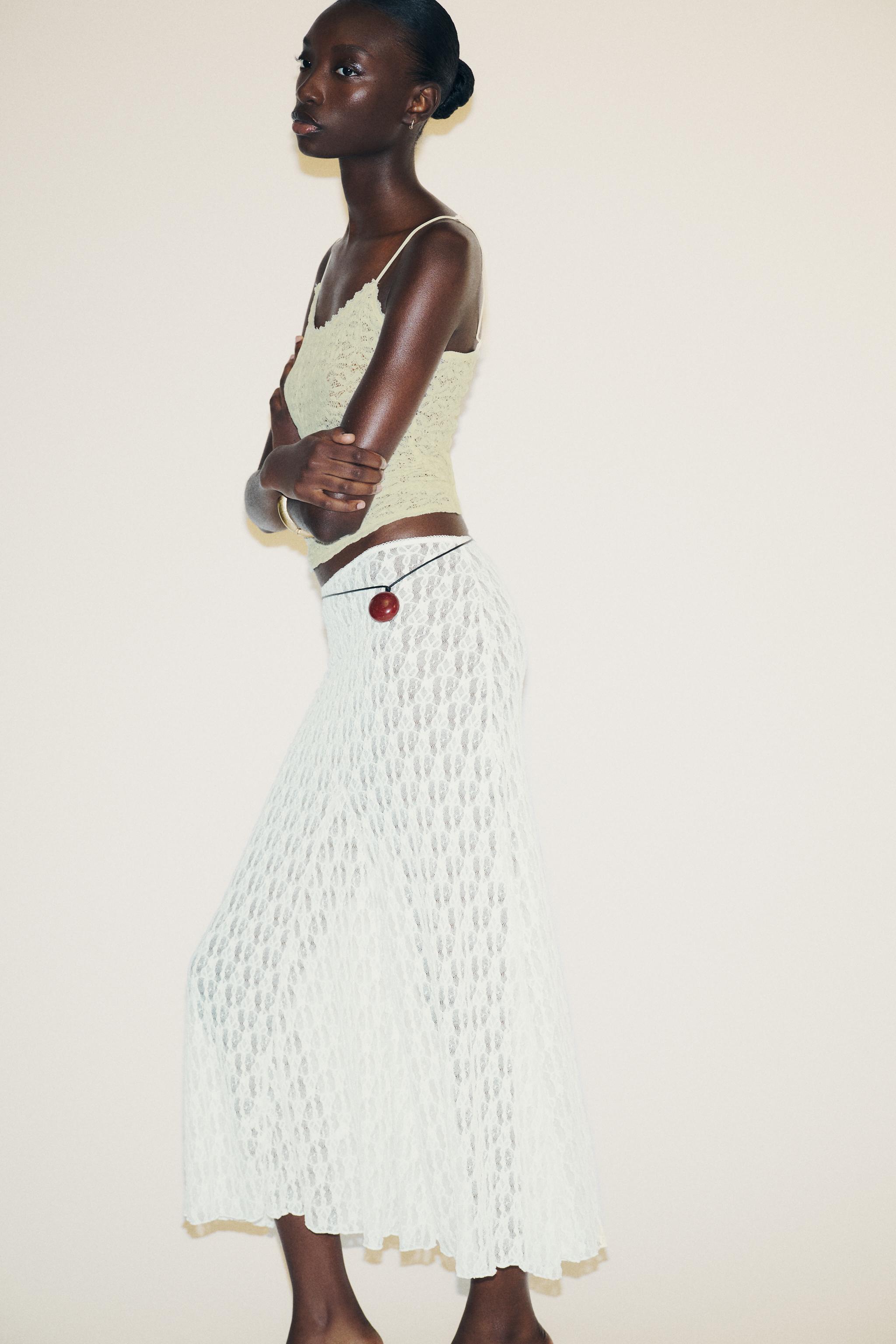 A-LINE LONG LACE SKIRT - White | ZARA United States