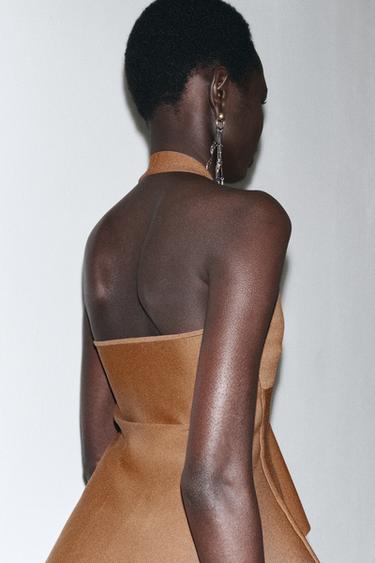 HALTER PEPLUM TOP - camel by Zara - Image 3