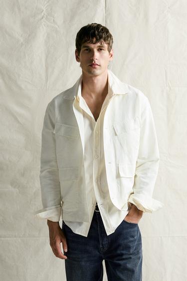 HEMP AND COTTON REGULAR FIT OVERSHIRT - Oyster-white by Zara