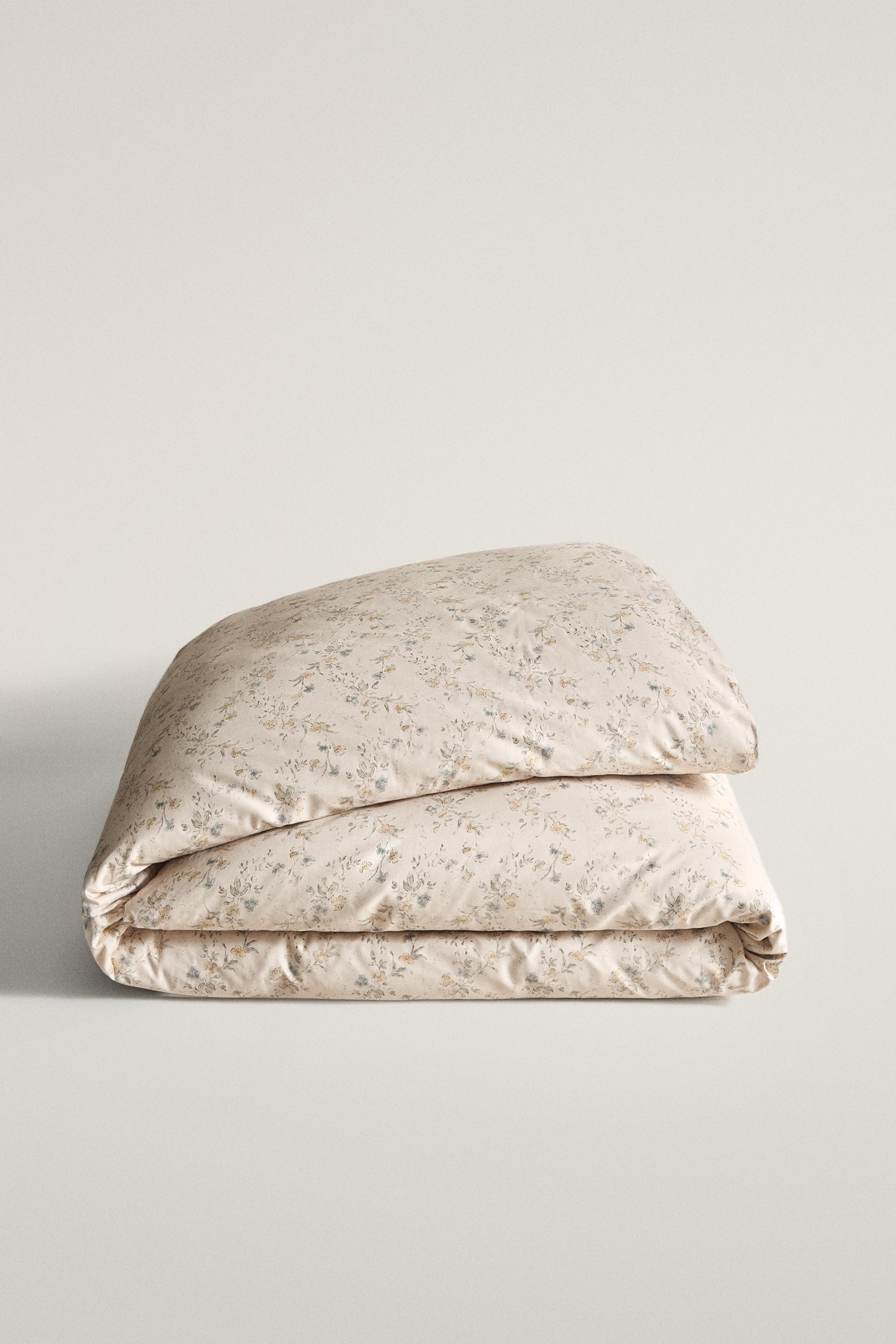 FLORAL PRINT SATEEN DUVET COVER (300 THREAD COUNT)