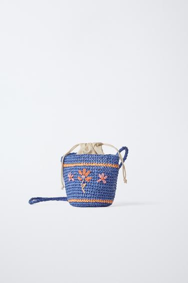 SAC BANDOULIÈRE EFFET RAPHIA BRODÉ - Bleu de Zara - Image 1