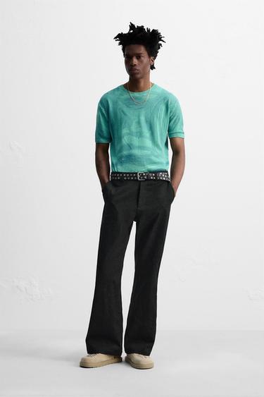 Zara GRAPHIC PRINT KNIT T-SHIRT © OTIS KWAME KYE QUAICOE - Blue - Image 0