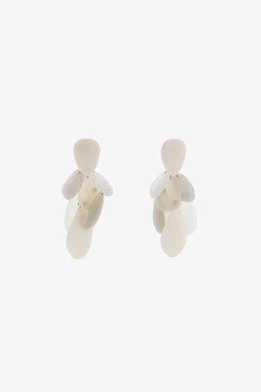 RESIN PIECE EARRINGS - Ecru by Zara - Image 0