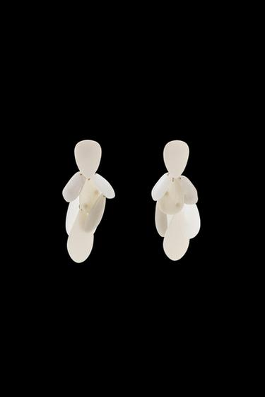 Zara RESIN PIECE EARRINGS - Ecru - Image 0