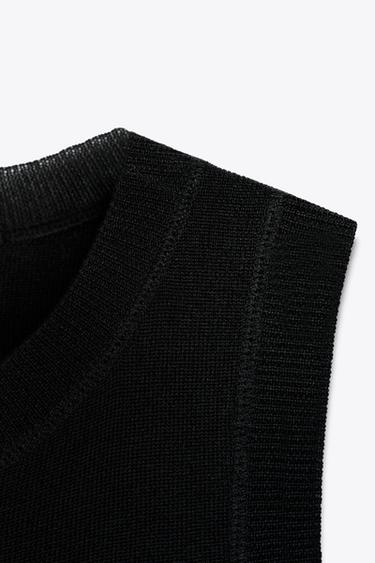 PLAIN KNIT SLEEVELESS TOP - Black by Zara - Image 6