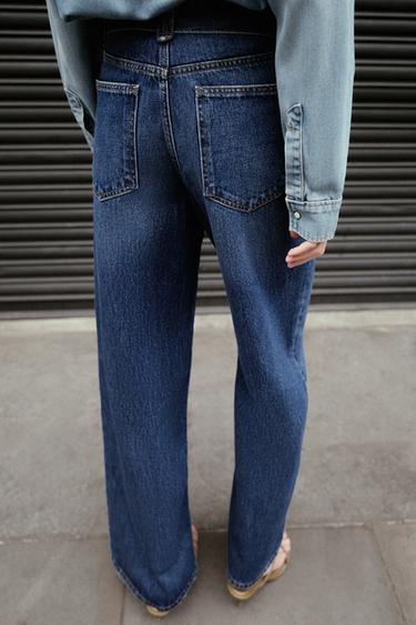 JEAN À JAMBES LARGES CEINTURE TAILLE NORMALE - Bleu moyen de Zara - Image 4