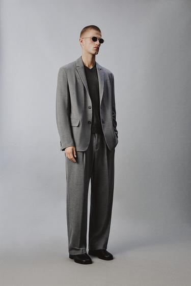 RELAXED FIT HERRINGBONE SUIT BLAZER - Grey by Zara