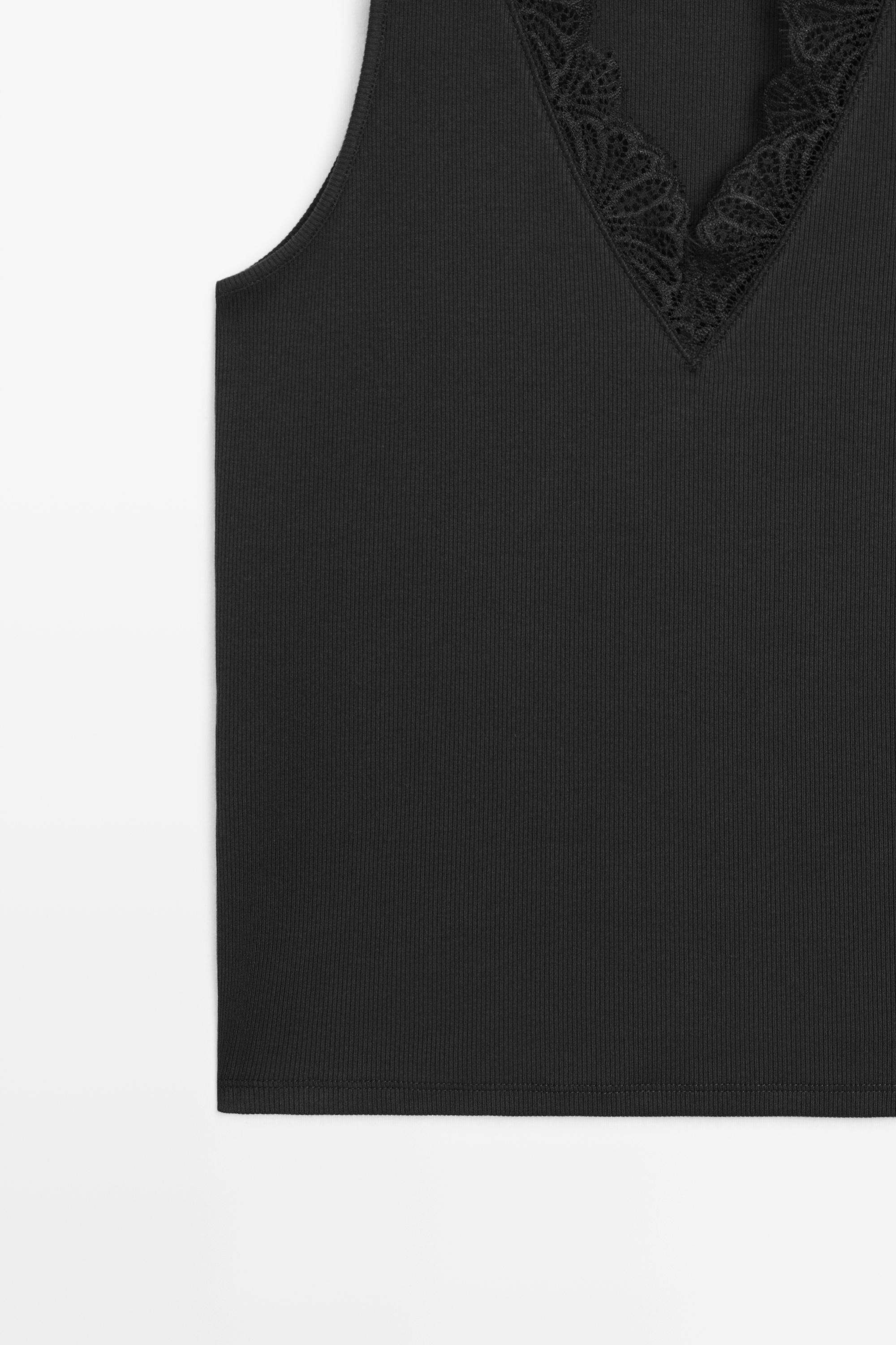 V-neck top with lace detail