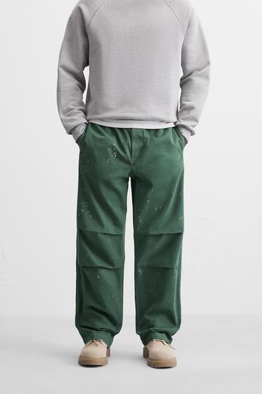 PARACHUTE PRINT TROUSERS - Green by Zara